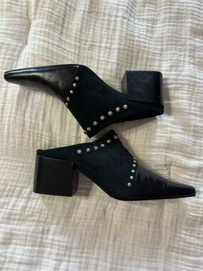 Double D Ranch‎ Yoakum | Black Leather Mules Western Sz 9.5 Studded